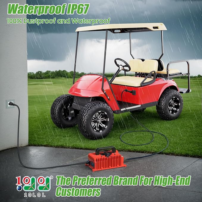10L0L 18 AMP 36 Volt Golf Cart Battery Charger Compatible with EZGO TXT D Style Plug Portable Golf Cart Charger IP67 for Lead Acid Lithium AGM/Gel Battery