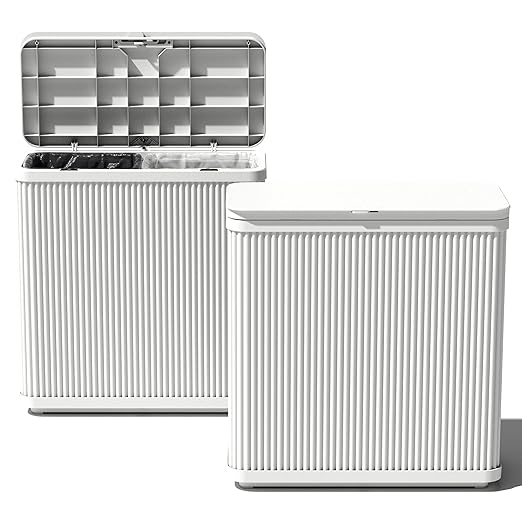 Veradek Tambour Series Outdoor Trash Can with Lid – All-Weather Waste Bin for Patio, Pool, BBQs & Parties | Durable Dual Bag System up to 30 Gallons | Modern Design for Backyard or Deck