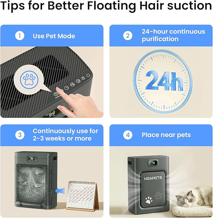 Pet Air Purifier for Home Large Room 2500 sq ft,H13 HEPA Washable Double-Sided Filter,Air Cleaner for Pet Hair Dander Odor Allergies Pollutant Smoke Dust,PM2.5 Air Quality Monitor,Auto Mode,P358 Black