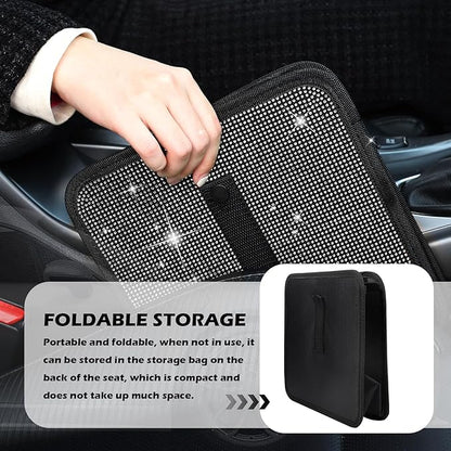 Bling Car Trash Can with Rhinestone,Foldable Car Garbage Can for in-Vehicle Waste Disposal,Multipurpose Hanging Back Seat Organizer & Decorations Fit for Most Cars Trucks (Red)