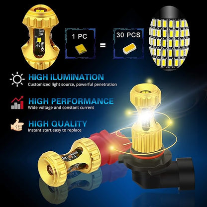 Alla Lighting 889 881 LED Fog Lights Bulbs 3000lm Extreme Super Bright 898, 3K Amber Yellow