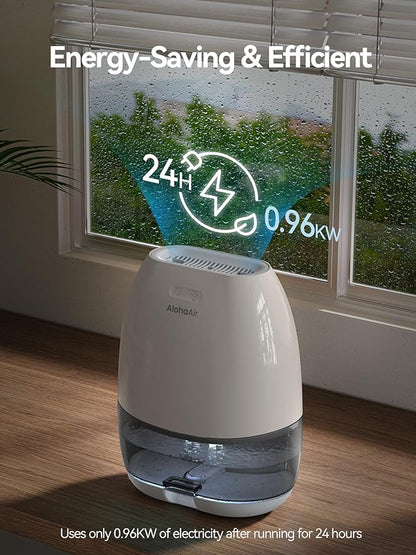 Dehumidifier, AlohaAir 34 OZ Small Dehumidifiers for Home and Room, Quiet with 7 Colors Night Light, Auto Shut Off, Dehumidifiers for Bedroom, Bathroom, RV, and Closet