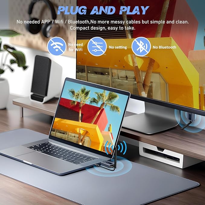Wireless HDMI Transmitter and Receiver,HDMI Wireless Adapter 50M,Smart Thermal Control,Plug and Play,Metal Housing,LED Display,5GHz @60fps for Wirelessly Stream Video from Laptop,TV Box to TV/Monitor