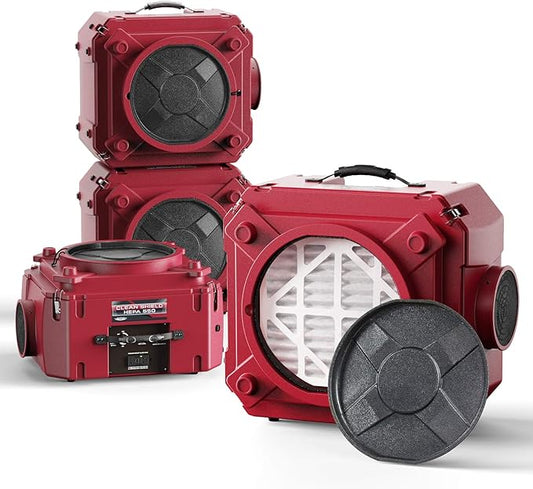 ALORAIR 4 Pack CleanShield HEPA 550 Industrial Commercial HEPA Air Scrubber, cETL Listed, GFCI Outlet, 10 Years Guarantee, Red