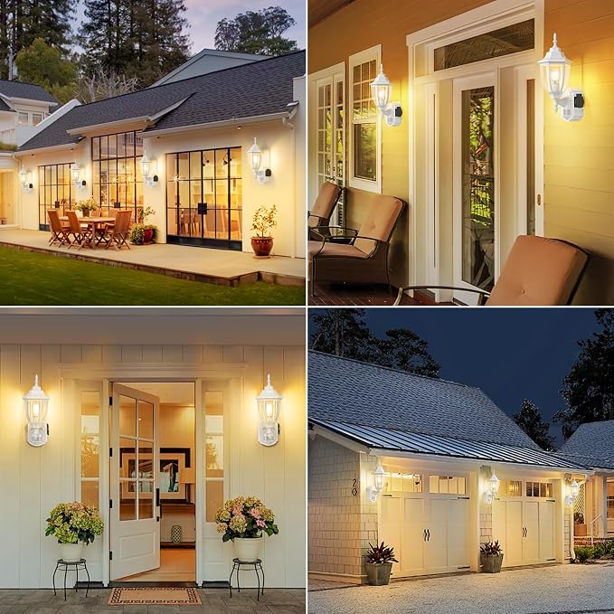 Porch Lights with Outlet, Motion Sensor Outdoor Lights