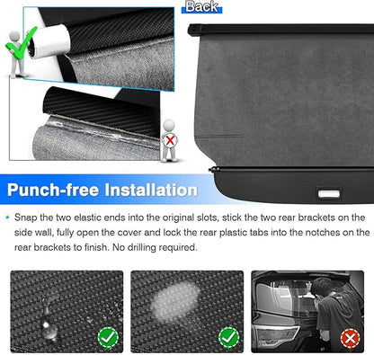 Powerty Retractable Cargo Cover for 2013-2021 Mitsubishi Outlander 2.0 Displacement (Manual Tailgate), Carbon Fiber Trunk Cover Privacy Screen for Outlander Accessories (Not for Electric Liftgate)