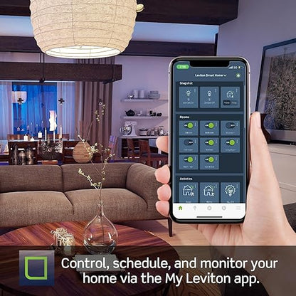 Leviton Decora Smart Dimmer Switch, Wi-Fi, Works with Matter, My Leviton, Alexa, Google Assistant, Apple Home/Siri & Wired or Wire-Free 3-Way, Neutral Wire Required, D36HD-1RW, White