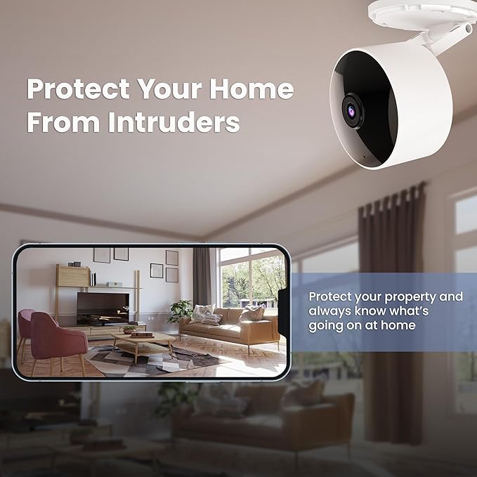 Feit Electric Indoor Security Camera with Motion Detection, 30ft. Night Vision, 360° Adjustable Head, 2.4GHz WiFi, 2-Way Audio, 1080p HD, Works with Alexa & Google Asst, Plug-in, White - CAM1/WIFI