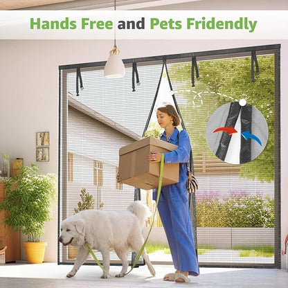 Garage Door Screen for 1 Car, 2 Car Garage, Magnetic Closure Heavy Duty Weighted Bottom Fiberglass Mesh Keep Annoying Animal Out (Black, 13.12 ft x 8.13 ft)