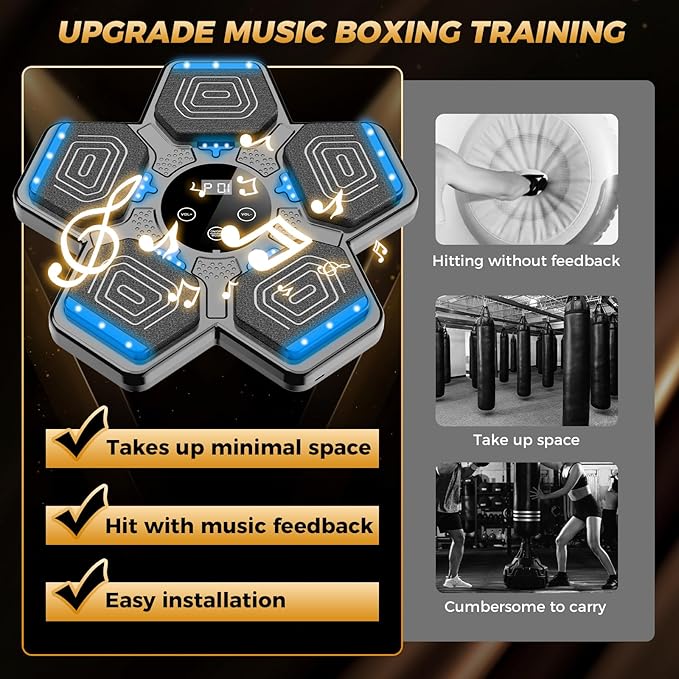 LOLBOX Music Boxing Machine for Adults & Kids - Smart Punching Machine with Boxing Gloves, Wall Boxing Punching Pad for Home, Office, Gym (Upgraded Version)