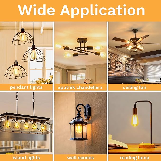 Edison Bulbs E26 Medium Base 2700K Soft White, 750LM ST19 Vintage LED Filament Bulb Clear Glass, Equivalent 75W Dimmable Lights Bulb 90+ CRI for Chandeliers, Pendants, Wall Sconces, 9 Pack