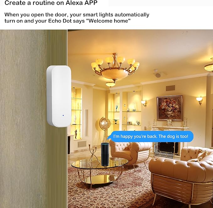 WiFi Door and Window Sensor, Wireless DIY smart Home Security System, Featuring APP Alarm Notifications, in Collaboration with Alexa/Smart Life/Tuya, Suitable for Houses and Apartments, by PHOVOLT