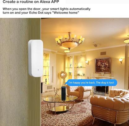 WiFi Door Sensor, Smart Window Door Sensor, Alexa Door Window Contact Sensor for Home Security, Door Open Detector with Alert Notification Compatible with Amazon Alexa, Assistant (1 Pack)