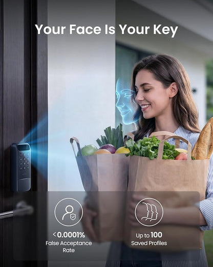 SwitchBot Lock Vision, 3D Face Recognition Smart Lock, Hands-Free Keyless Entry Deadbolt, DualPower 12-Month Battery, WiFi No Hub Required, Matter Over WiFi, Works with Apple Home, Alexa, Google