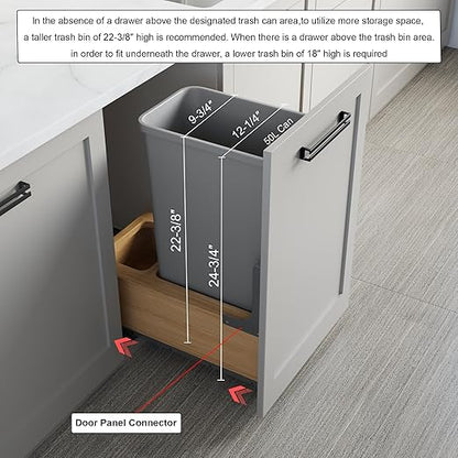 Dowell Single 50Qt Undermount Trash Pull-Out Waste Container with Full Extension Soft-Close Slides, Bottom Mounted, Face Frame/Frameless Min. Cabinet Opening: 12-1/2 Inch Wide-4008 0115 50