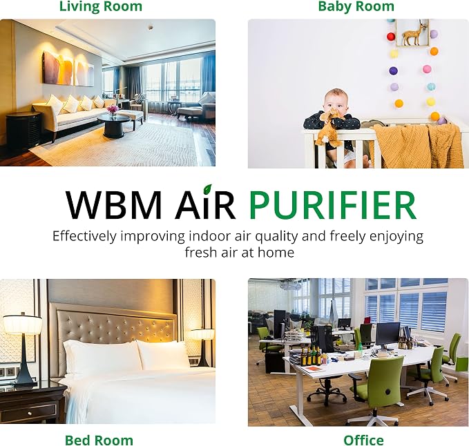 WBM Smart Genuine Air Purifier Replacement Filter, 3-in-1 True HEPA Air Purifier Filter, High-Efficiency Activated Carbon Replacement filter, Pack of 2