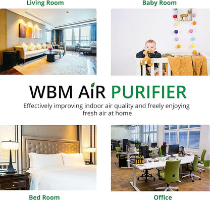 WBM Smart Genuine Air Purifier Replacement Filter, 3-in-1 True HEPA Air Purifier Filter, High-Efficiency Activated Carbon Replacement filter, Pack of 2