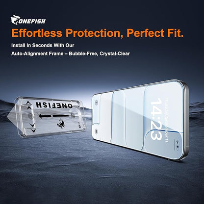 OneFish Screen Protector Privacy Glass for iPhone Air [6.5 Inch] Airbag Edge Protection,Anti Spy Private Tempered Film with Installation Frame, 9H Glass Scratch Resistant, Easy Installation, 2 Pack
