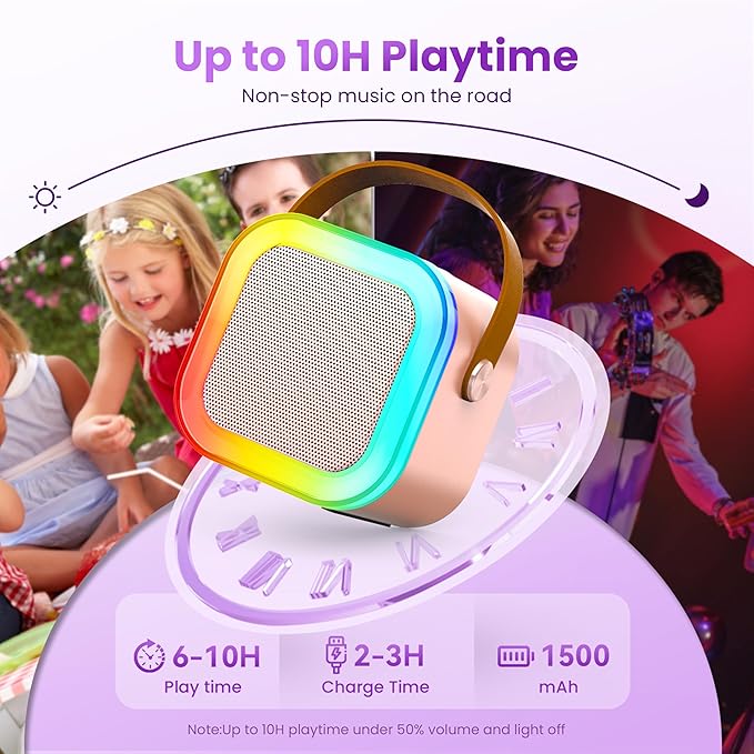Mini Karaoke Machine for Kids Adults, 2026 TOP Birthday Gifts for Girls 3,4,5,6,7,8+Year Old Toddler Toys,Portable Bluetooth Speaker with 2 Wireless Karaoke Microphones Player Gifts(Rose Gold)