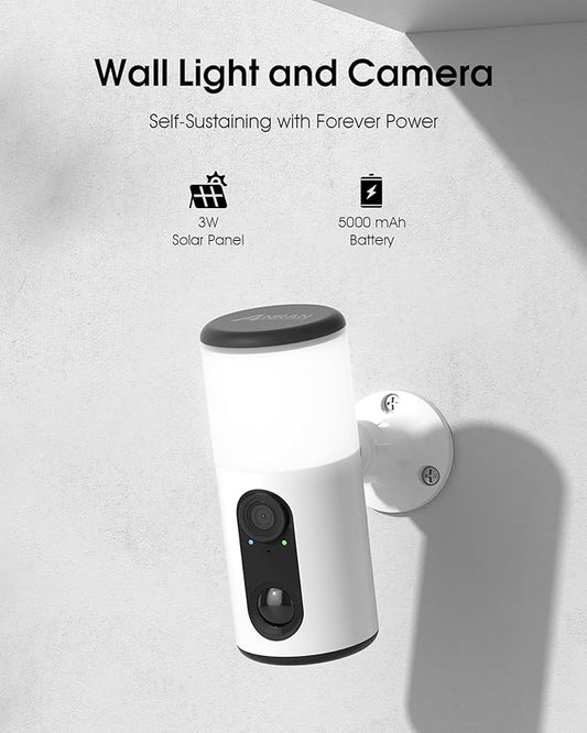 ANRAN Solar Security Cameras Wireless Outdoor with Light,2K Porch Floodlight Camera with Color Night Vision & AI Motion Detection,2-Way Talk Spotlight Siren Alarm,Compatible with Alexa,2PCS