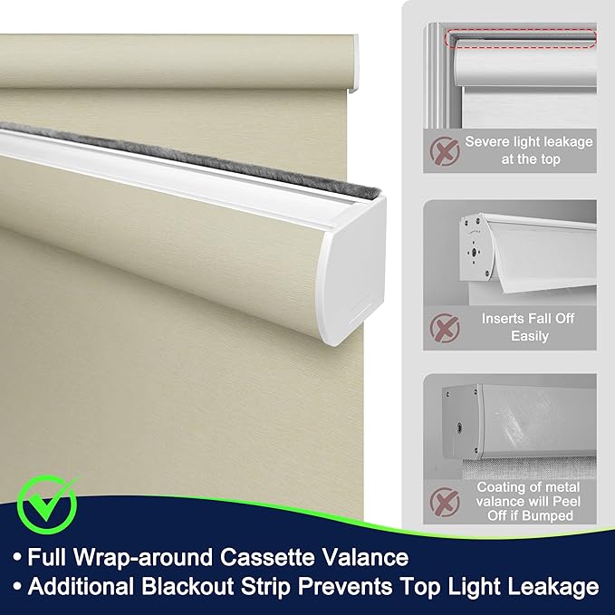 BERISSA Motorized Blinds with Remote,Blackout Smart Blinds for Windows,Jacquard Fabric,Remote Control,Thermal Insulated Automatic Blinds,Electric Blinds with USB/Solar Pannel.Jacquard Beige
