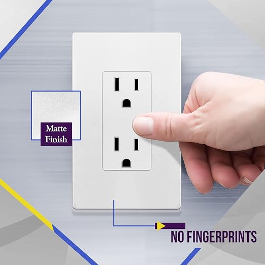 ENERLITES 20 Pack Decorator Wall Outlet, 15A Standard Electrical Receptacle | Self-Grounding, UL Listed, 5-15R, 125V, Non-Tamper Resistant Residential Outlets for Home, Kitchen, Bathroom, Matte White
