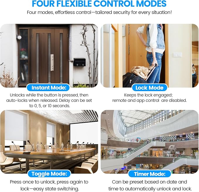 WiFi Smart Magnetic Lock for Door Kit, 1200lbs Holding Force Magnetic Door Lock System with App/Remote Control, 4 Modes, Sound Alerts, Easy Install for Home & Office