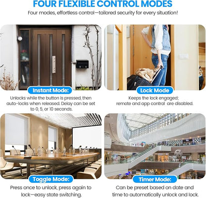 WiFi Smart Magnetic Lock for Door Kit, 1200lbs Holding Force Magnetic Door Lock System with App/Remote Control, 4 Modes, Sound Alerts, Easy Install for Home & Office