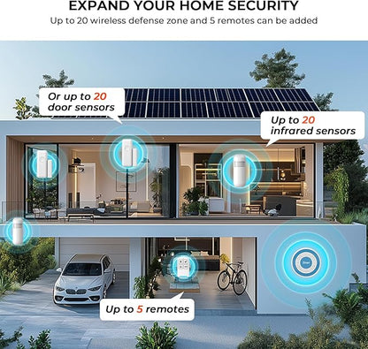 PGST Wireless Home Alarm System,Smart Home Security System with Tuya App Instant Alerts,DIY Door Alarms Kits Siren Hub with Door/Motion Sensors,Remote,Work with Alexa/Google Assistant for Apartment
