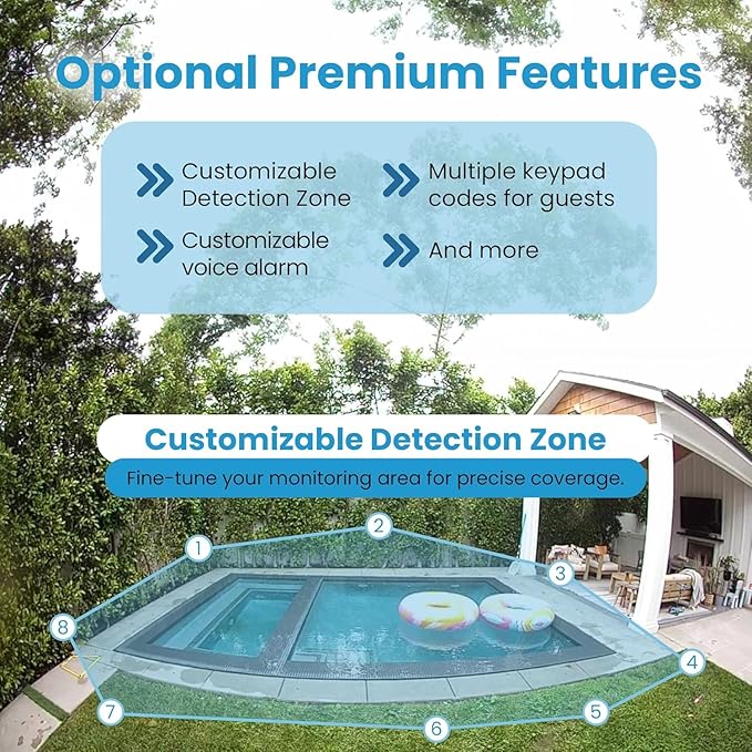 SwamCam Pool Alarm Wi-Fi Camera System – ASTM F2208 Certified – Smart Pool Safety for In-ground & Above-Ground Pools – Real-Time Alerts, Live View, Built-in Wi-Fi Repeater