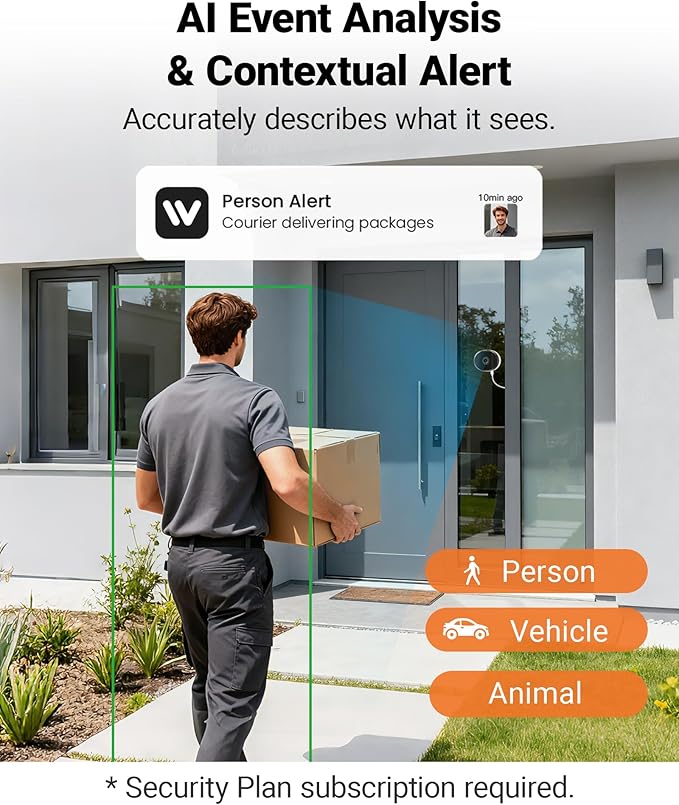 Anlapus A60 3MP 2K Window Security Camera, 2 x Plug-in WiFi Indoor Camera for Home Security, 5G/2.4G WiFi, Color Night Vision, Motion Detection, 24/7 Recording, Easy Install, US-Only Cloud Storage