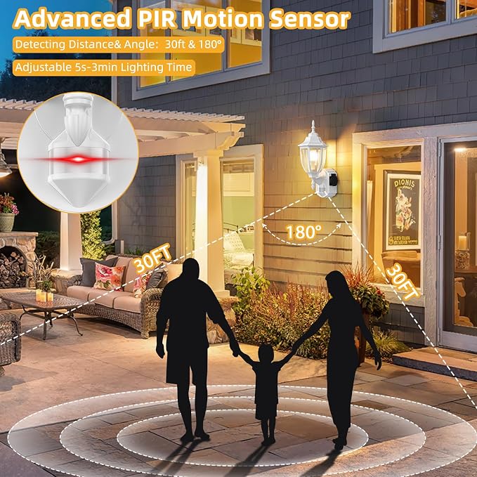 Porch Lights with Outlet, Motion Sensor Outdoor Lights