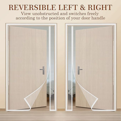 Yotache White Reversible Left Right Side Opening Magnetic Screen Door Fits Door Size 50 x 80, Reinforced Sewing Mesh for Front, Patio Sliding Door, Actual Screen Size 52" x 81"