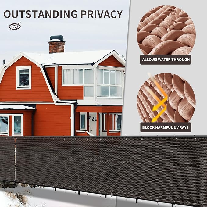 LOVE STORY Custom Size 2'6''x4' Brown Balcony Privacy Screen,UV Block Privacy Fence Screen,90% Shield for Outdoor Pool Garden Apartment Railing