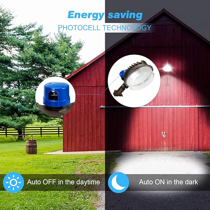 Juyace 18000LM LED Barn Light, 120W 5000K, Dusk to Dawn Outdoor Security Area Light with Photocell & Free Extension Arm, IP65 Adjustable Shoebox Flood Light for Farm Yard Pole Wall Mount