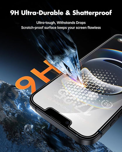 UNBREAKcable Privacy Screen Protector for iPhone 16e, Shatterproof Tempered Glass [True 28°Anti Spy] [9H Hardness] [Easy Installation Frame] Private Protector for iPhone 16e 6.1inch-2 Pack