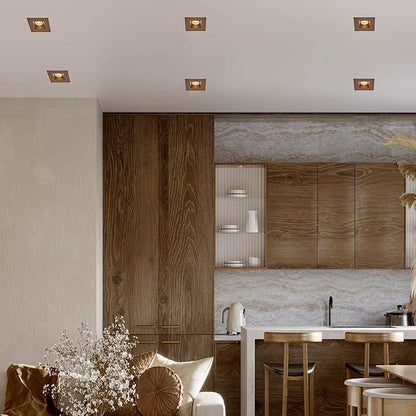 Maxxima 4 in. Ultra-Thin Recessed Anti-Glare LED Downlight, Canless IC Rated, 5 Color Temperature Selectable 2700K/3000K/3500K/4000K/5000K, Dimmable Square Bronze Trim, 90 CRI