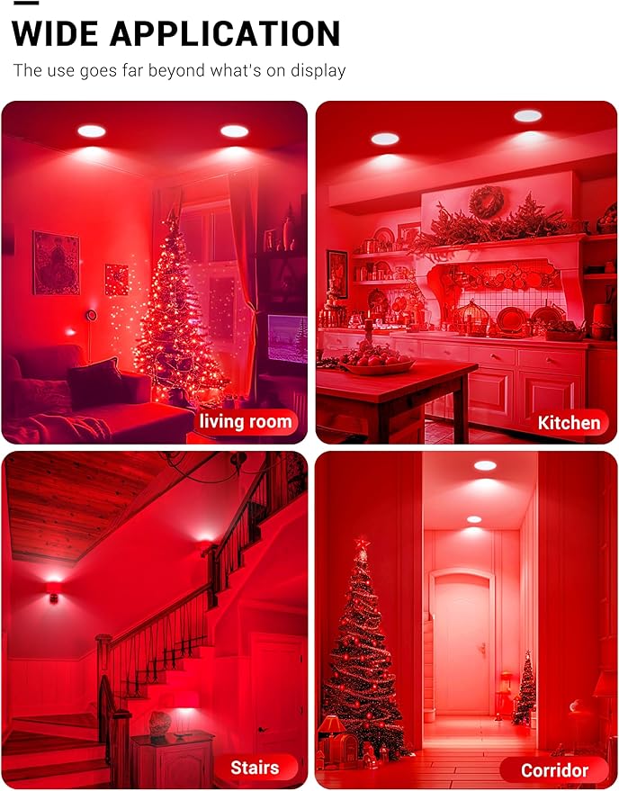 JandCase Christmas Light Bulbs, Red BR30 Flood Light Bulb, 11W(100W Equivalent) LED Recessed Light Bulbs, 900lm, Non-Dimmable, E26 Base, 2 Pack,Christmas Decor