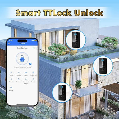 Biometric Smart Lock Deadbolt. Keyless Entry Door Lock with App Control & Remote Code Generation, Electronic Fingerprint Keypad for Home Airbnb Rental. Auto-Lock Anti-Peep Matte Black
