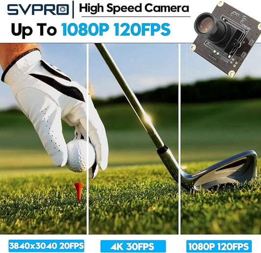 SVPRO 1080P 120fps High Speed Camera Module 12MP 4K 30fps Industrial Video Camera with M12 Lens 25mm Focal Length Narrow Angle UVC Security Monitoring Camera for PC Laptop Raspberry Pi