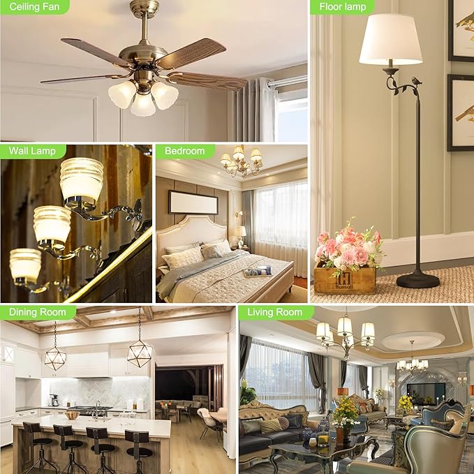 E12 LED Light Bulbs 4000K Natural Daylight, 60W Type B Light Bulb for Chandelier, Small Candelabra Base, B11 Ceiling Fan Light Bulbs, 5W, 500LM, 4 Pack, Non-dimmable