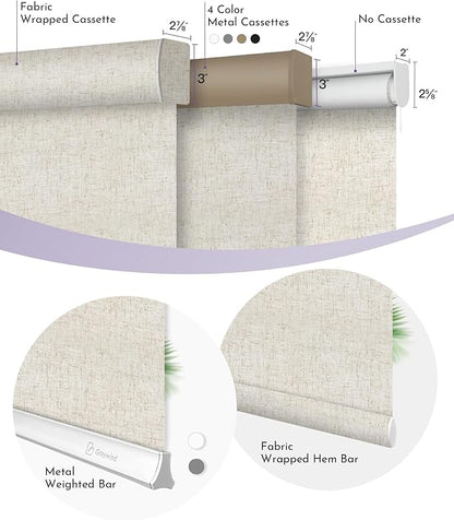 Graywind Motorized Shades 100% Blackout Work with Alexa Google WiFi Hardwired Smart Roller Shade Remote Control Automated Window Blinds with Valance, Customized Size (B-Linen Beige)