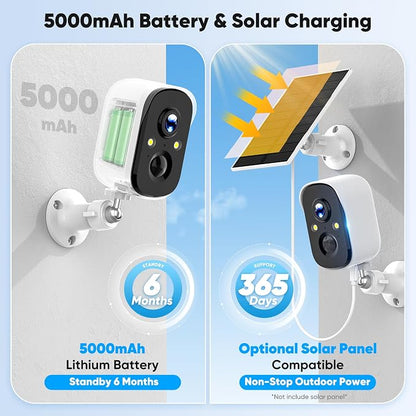 4MP Security Cameras Wireless Outdoor with Flexible Storage | Battery Powered Home Security Camera, AI Detection Wireless Security Camera, 2-Way Audio,Color Night Vision WIFI Camera