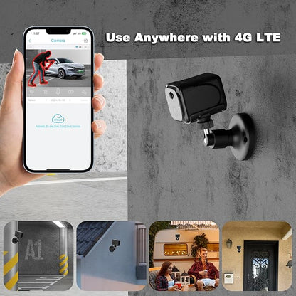 No WiFi Small Security Camera, 4G LTE Cellular Security Camera, 2K Magnetic Surveillance Cam with Long Standby Battery, PIR Motion Detect, Built-in SIM Card Camera for Apartment, Garage or Store