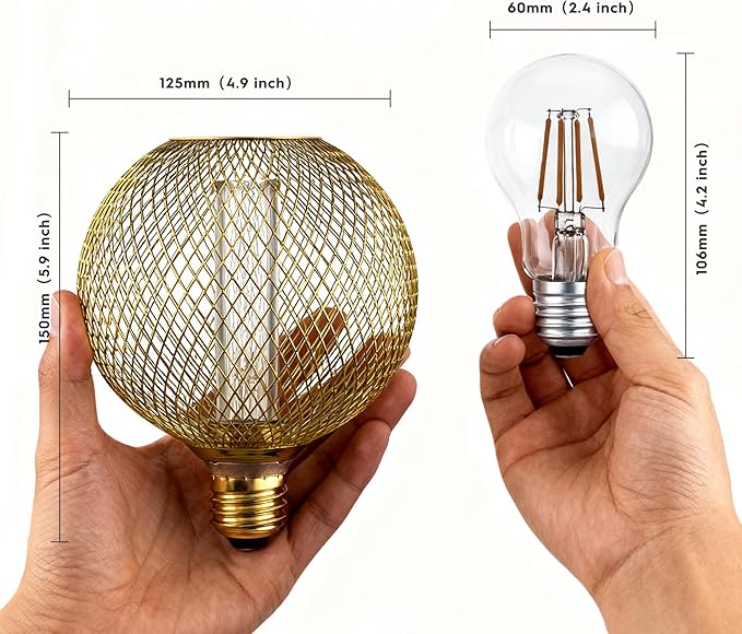 Unique Fancy Vintage Decorative LED Bulb, Special Gold Mesh Globe Edison Light,Dimmable Cozy Glow for Art Decor, E26 Base, 3.5W Cozy Warm White 2200k, Energy Efficient