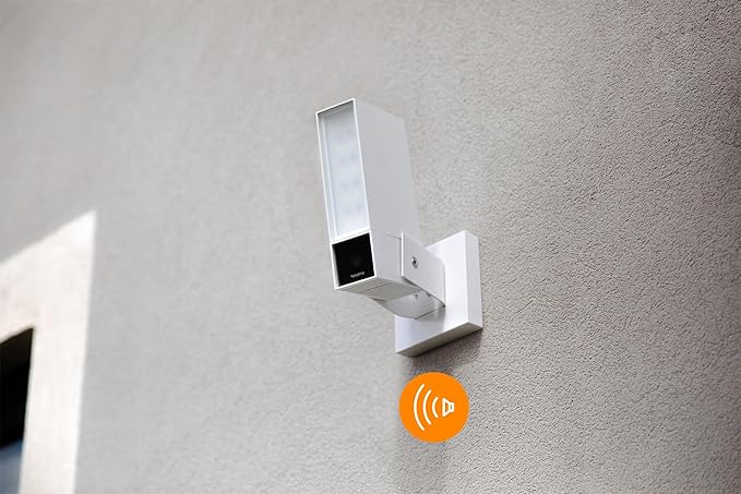 Netatmo Smart Outdoor Security Camera with 105-dB Siren & WiFi | Sends Alerts to Your Smartphone | Floodlight & Movement Detection | Night Vision | Security Without Monthly Fees (White)