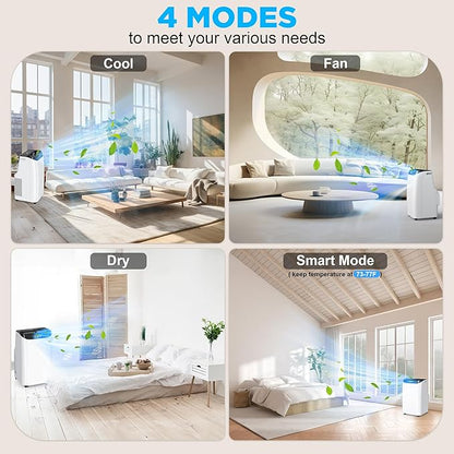 12000 BTU Portable Air Conditioners with Remote Control, 3-in-1 Free Standing Cooling AC Unit with Fan & Dehumidifier, Cools Room up to 500 sq.ft, Smart/Sleep Mode,3 Speed,24H Timer,Window Kit