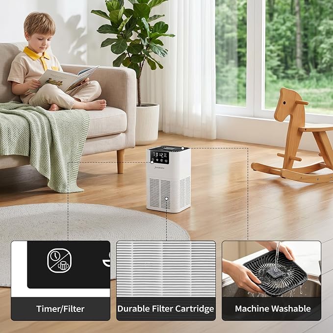 Air Purifier for Home, HEPA Air Purifier, White
