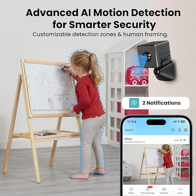 vebiliki Indoor Camera with 32GB TF Card, 4K WiFi Camera with Live View, Nanny Cam with Motion Alerts, Cloud & Local Storage, Auto Night Vision Indoor Security Camera for Baby, Pet & Elder Care