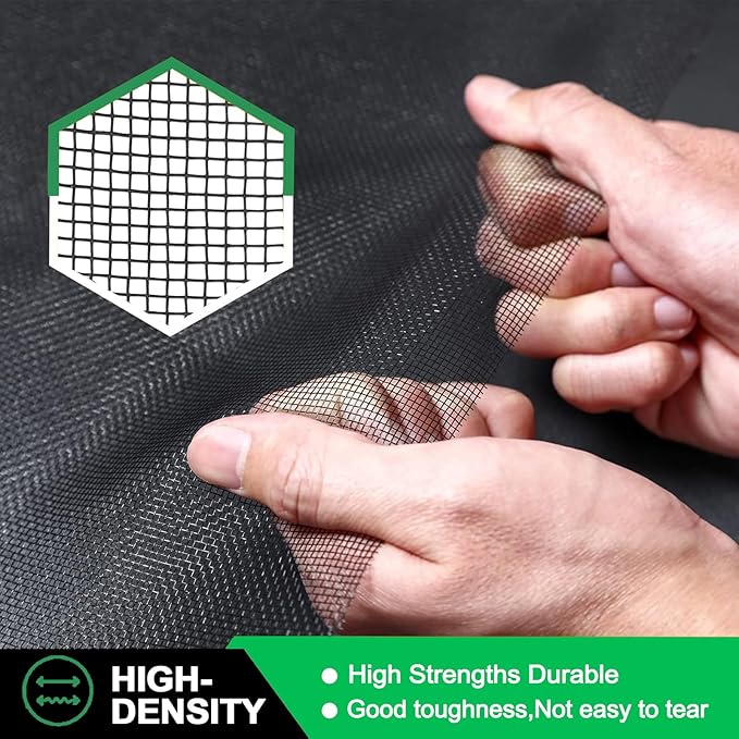 QWR Pet Proof Window Screen Replacement,39''x 360'' Heavy Duty High Hardness Vinyl Coated Wire-Like Mesh,Cat Resistant Screen Mesh for Sliding Door,Patio,Windows(Rolled Package Without Tool Kit)